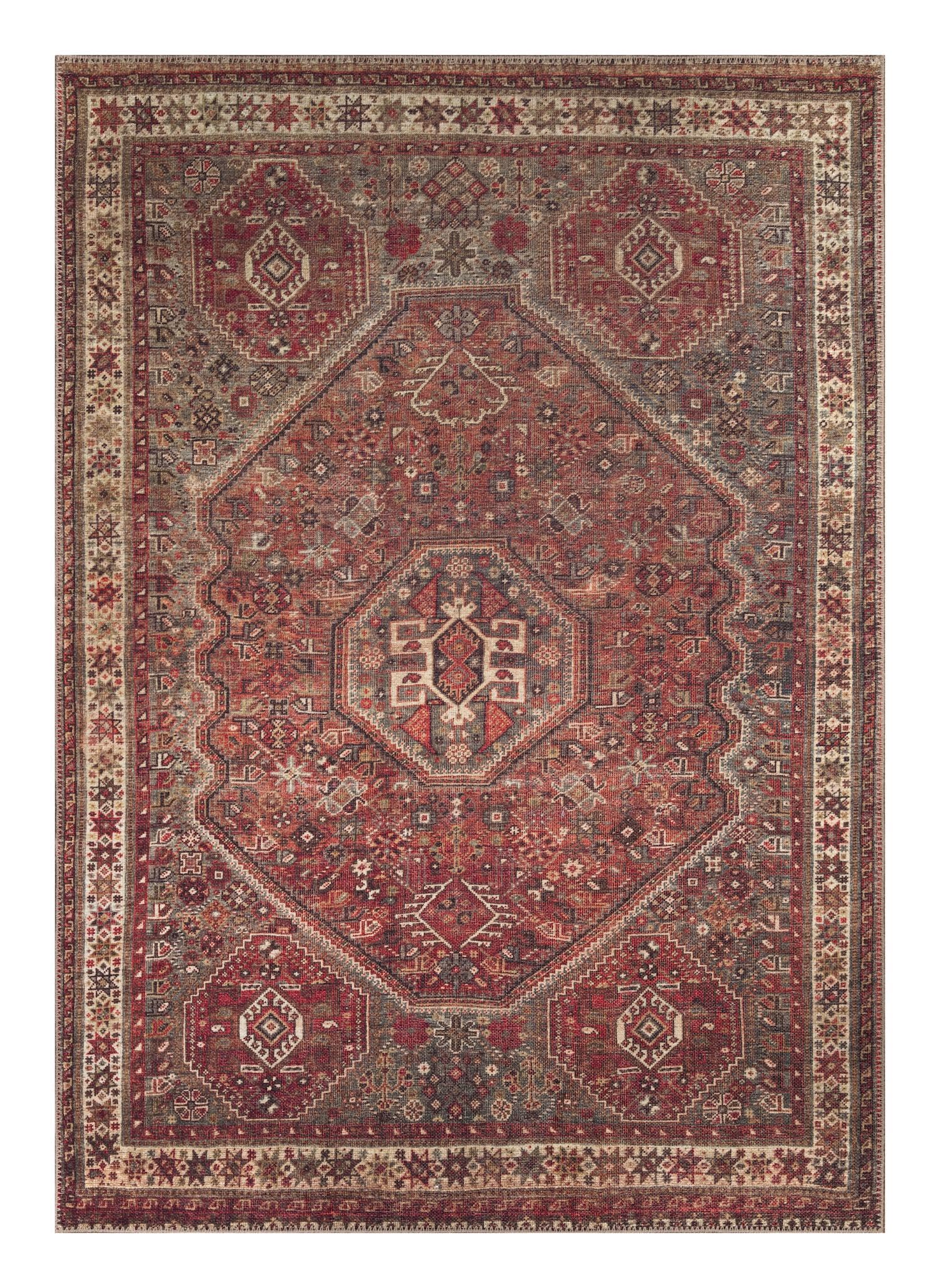 Red & Brown Washable Tribal Shiraz Persian Area Rug – Keen Home Design