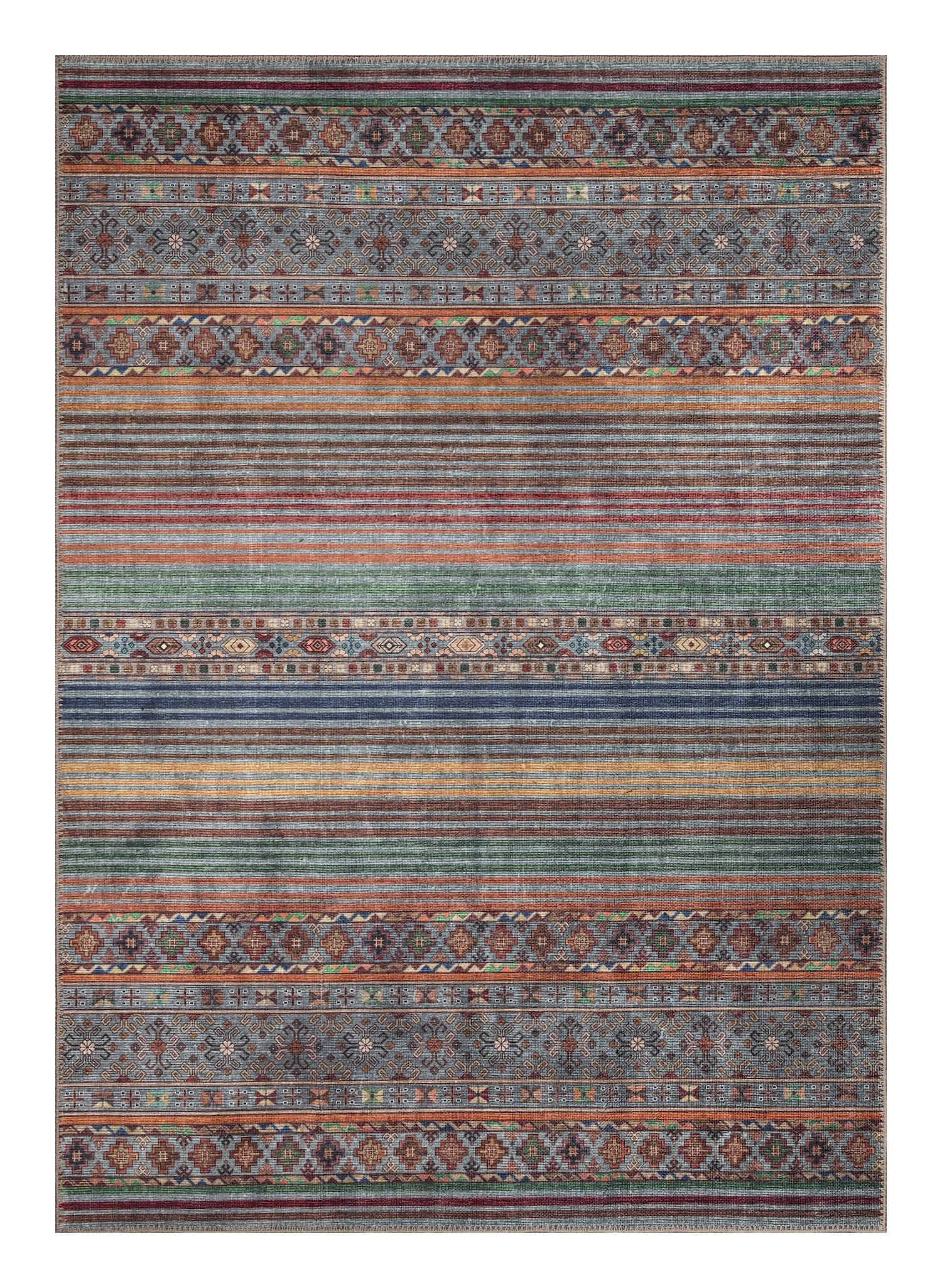 Gray & Multicolor Washable Afghan-Style Area Rug – Keen Home Design