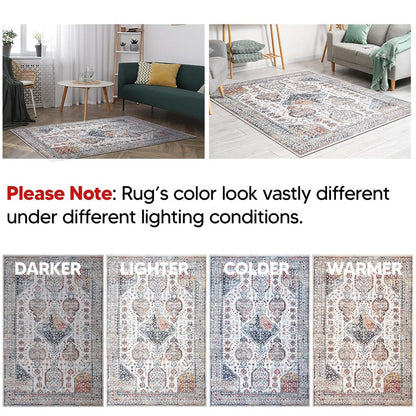 Tiderug Machine Washable Rugs, Offwhite/Multi
