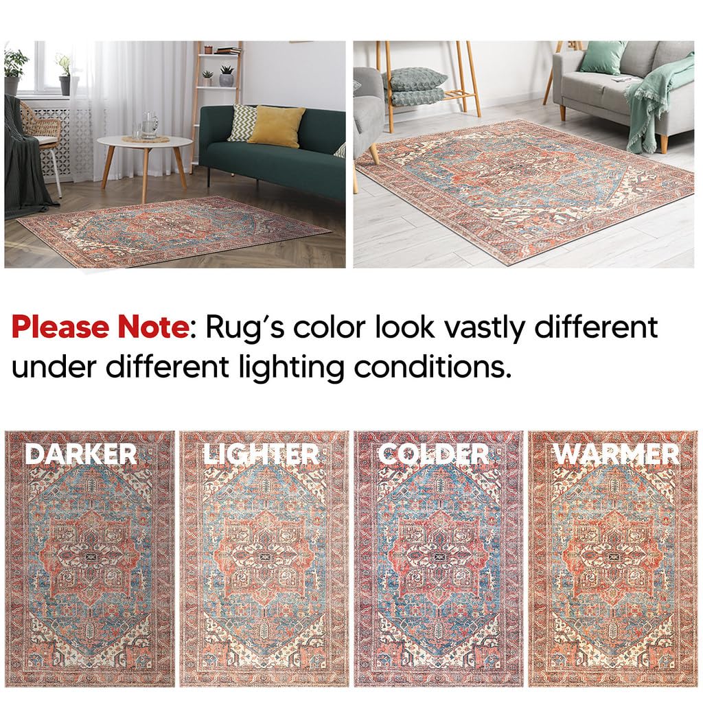 Antique Heriz rug in a designer dining room with dark wood table