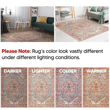Antique Heriz rug in a designer dining room with dark wood table