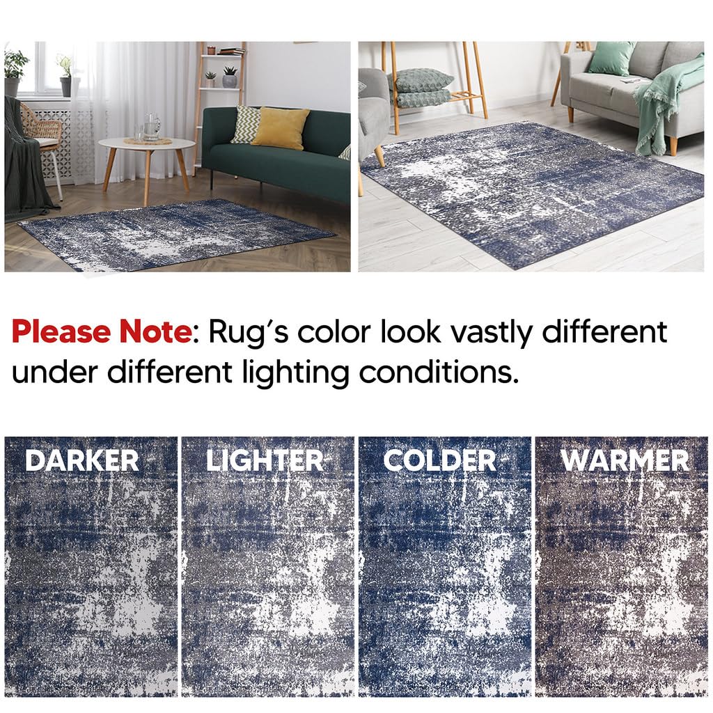 Elite Indoor Rugs, Abstract Navy/Gray