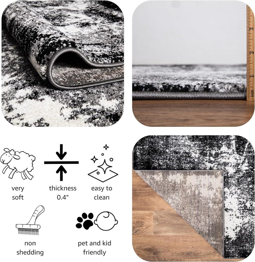Stain-resistant black rug in a high-traffic entryway