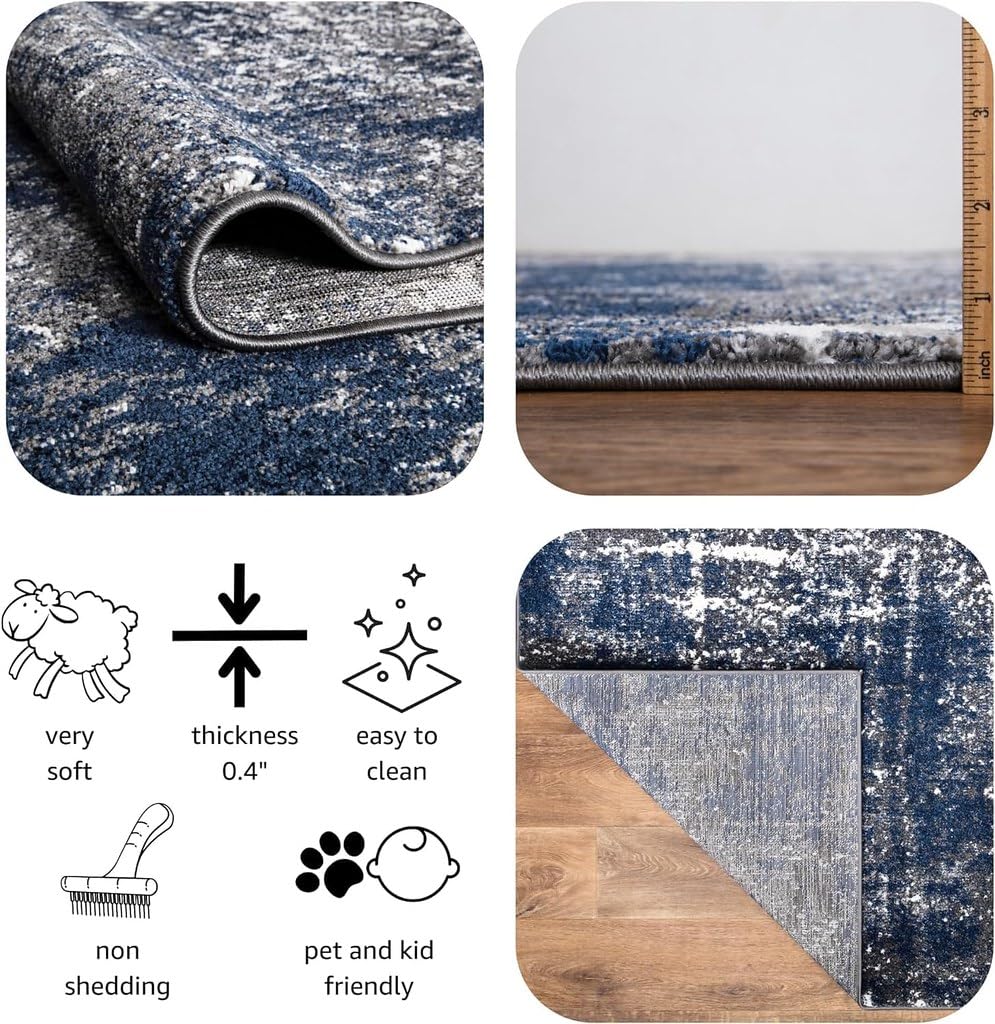Elite Indoor Rugs, Abstract Navy/Gray