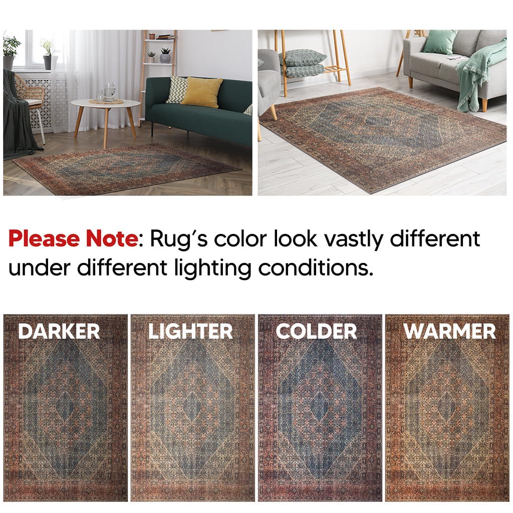 Antique Bidjar rug in a dining room with traditional wood table
