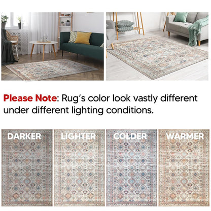 Tiderug Machine Washable Rugs, Beige/Multi
