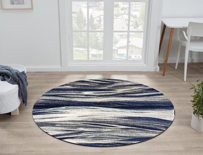 Close-up of the swirling navy and accent watercolor pattern