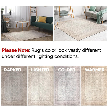 Tiderug Machine Washable Rugs, Dark Beige