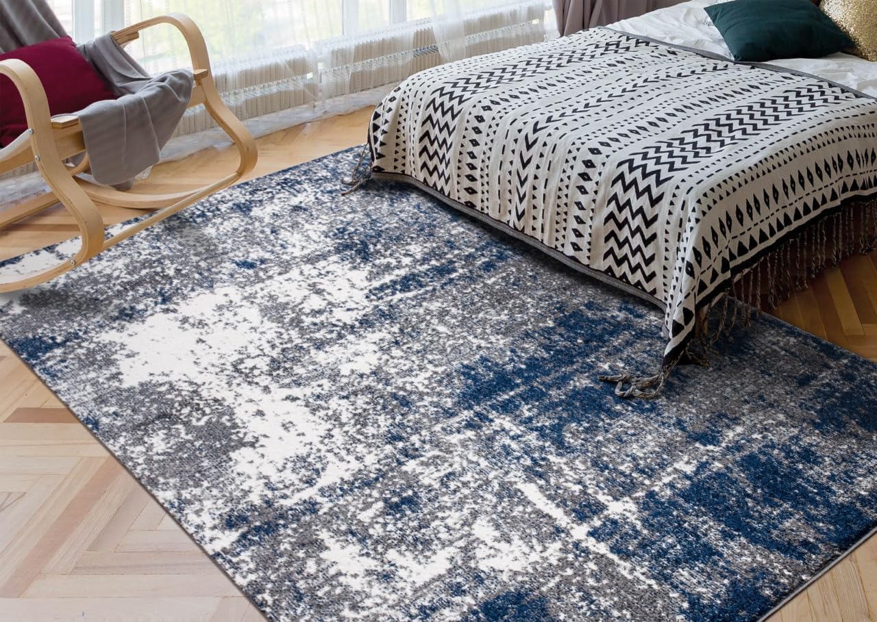 Elite Indoor Rugs, Abstract Navy/Gray