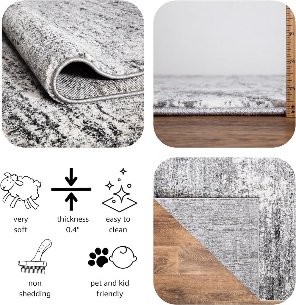 Stain-resistant cream rug in a high-traffic entryway