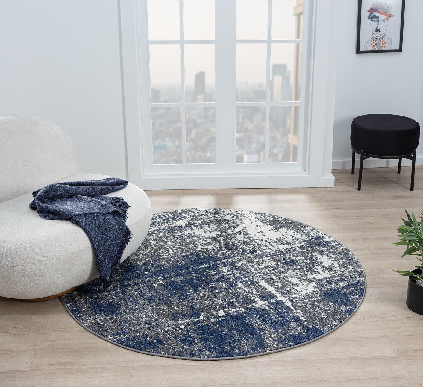 Elite Indoor Rugs, Abstract Navy/Gray