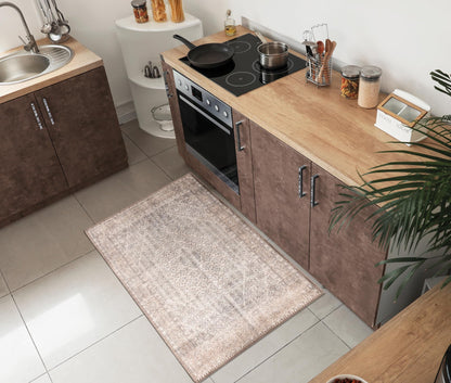 Tiderug Machine Washable Rugs, Dark Beige