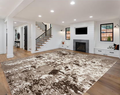 Neutral beige rug in a Scandinavian-style living room