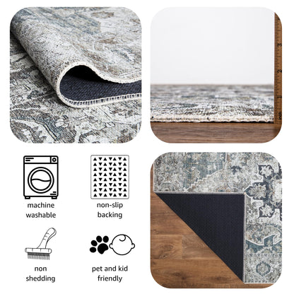 Designer Agra rug in a richly-collected home library