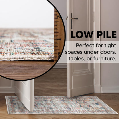 Tiderug Machine Washable Rugs, Beige/Multi