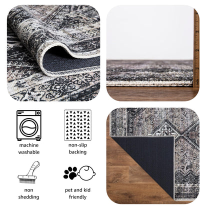 Tiderug Machine Washable Rugs, Black