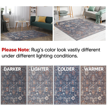 Antique Farahan rug in a refined dining room with dark wood table