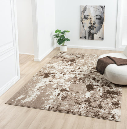 8x10 beige and tan rug paired with a sectional sofa