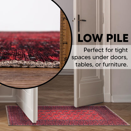 Tiderug Machine Washable Rugs, Red/Burgundy