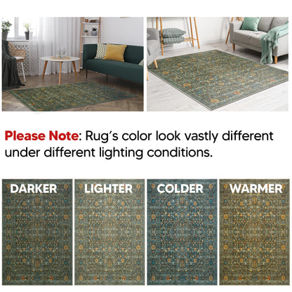 Antique Esfahan rug in a richly-collected dining room