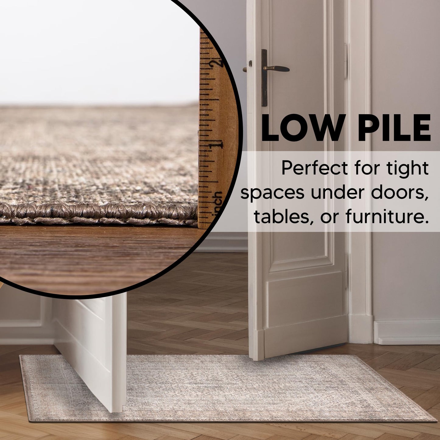 Tiderug Machine Washable Rugs, Dark Beige