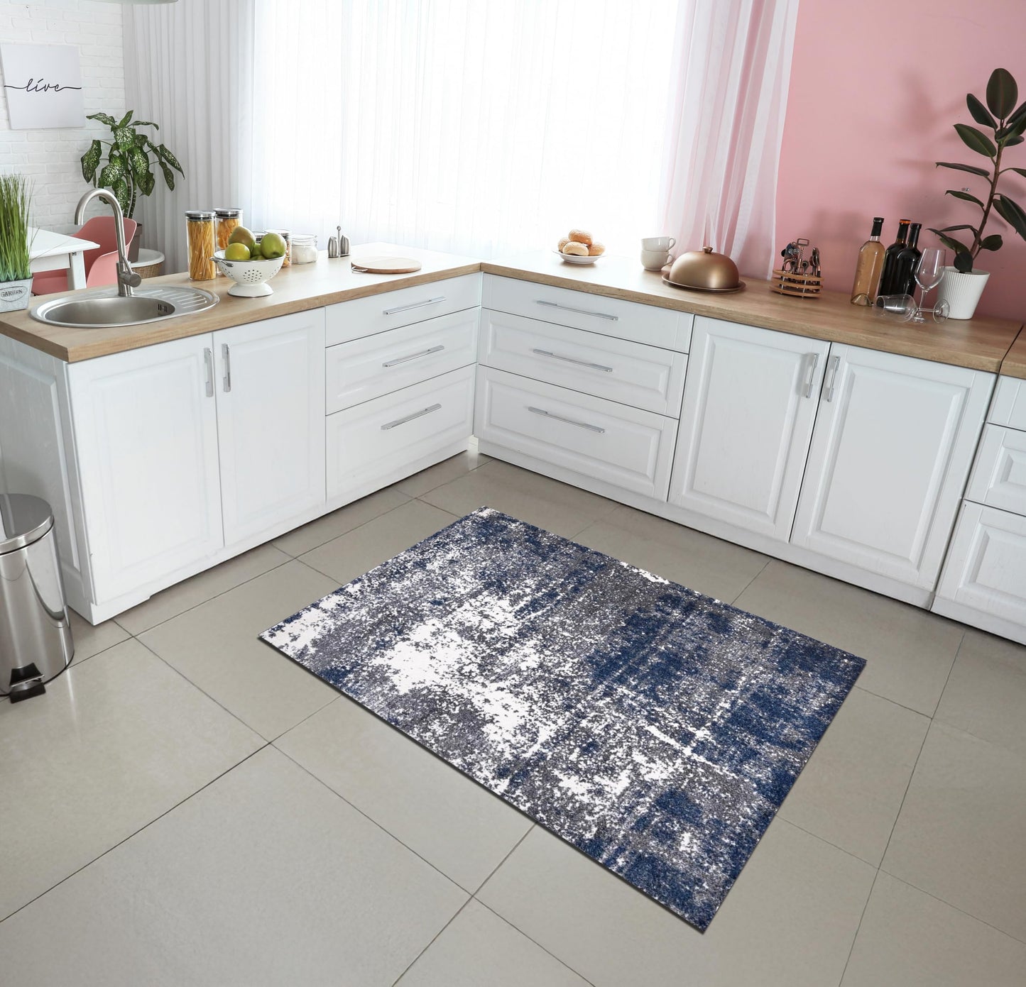 Elite Indoor Rugs, Abstract Navy/Gray