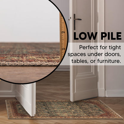 Tiderug Machine Washable Rugs, Green / Brown