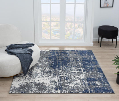 Elite Indoor Rugs, Abstract Navy/Gray