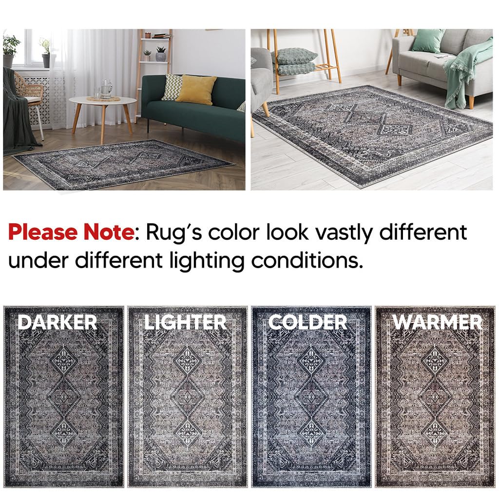 Tiderug Machine Washable Rugs, Black