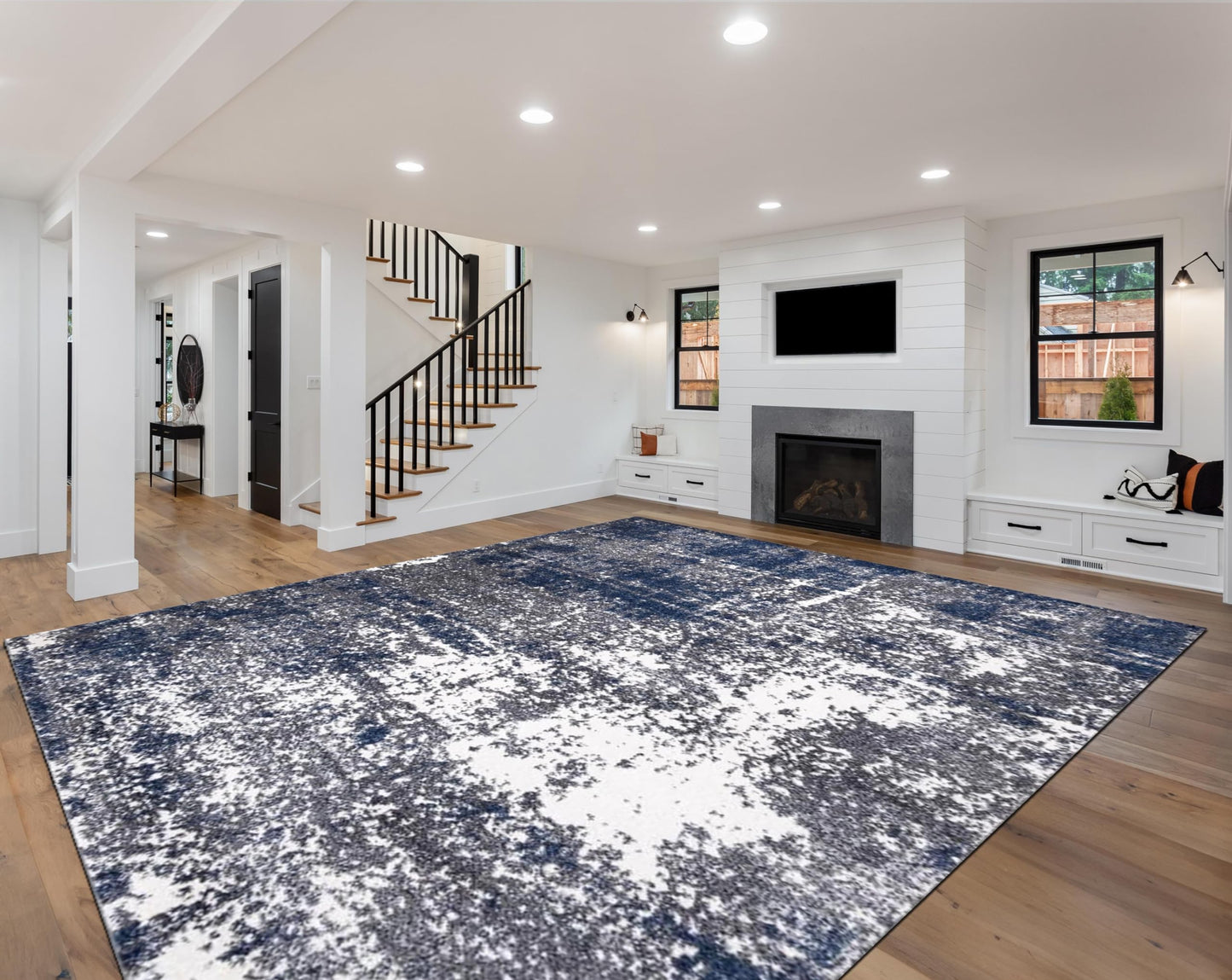 Elite Indoor Rugs, Abstract Navy/Gray