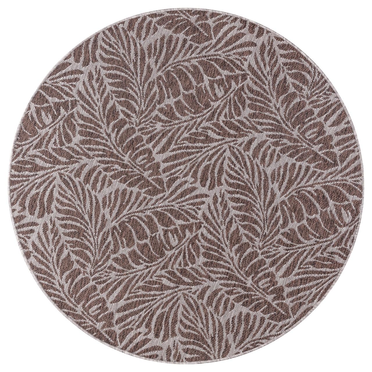 Brown tropical rug in conservatory screened porch setting