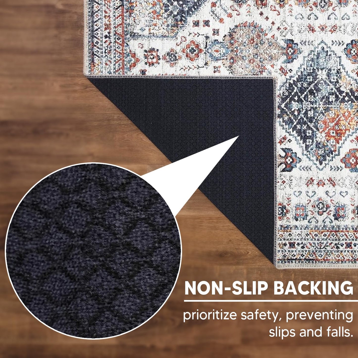 Tiderug Machine Washable Rugs, Offwhite/Multi