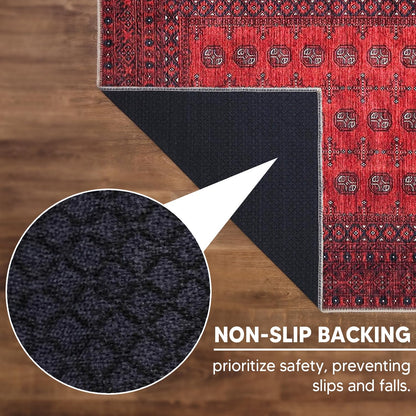 Tiderug Machine Washable Rugs, Red/Burgundy