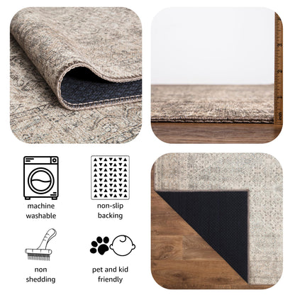 Tiderug Machine Washable Rugs, Dark Beige