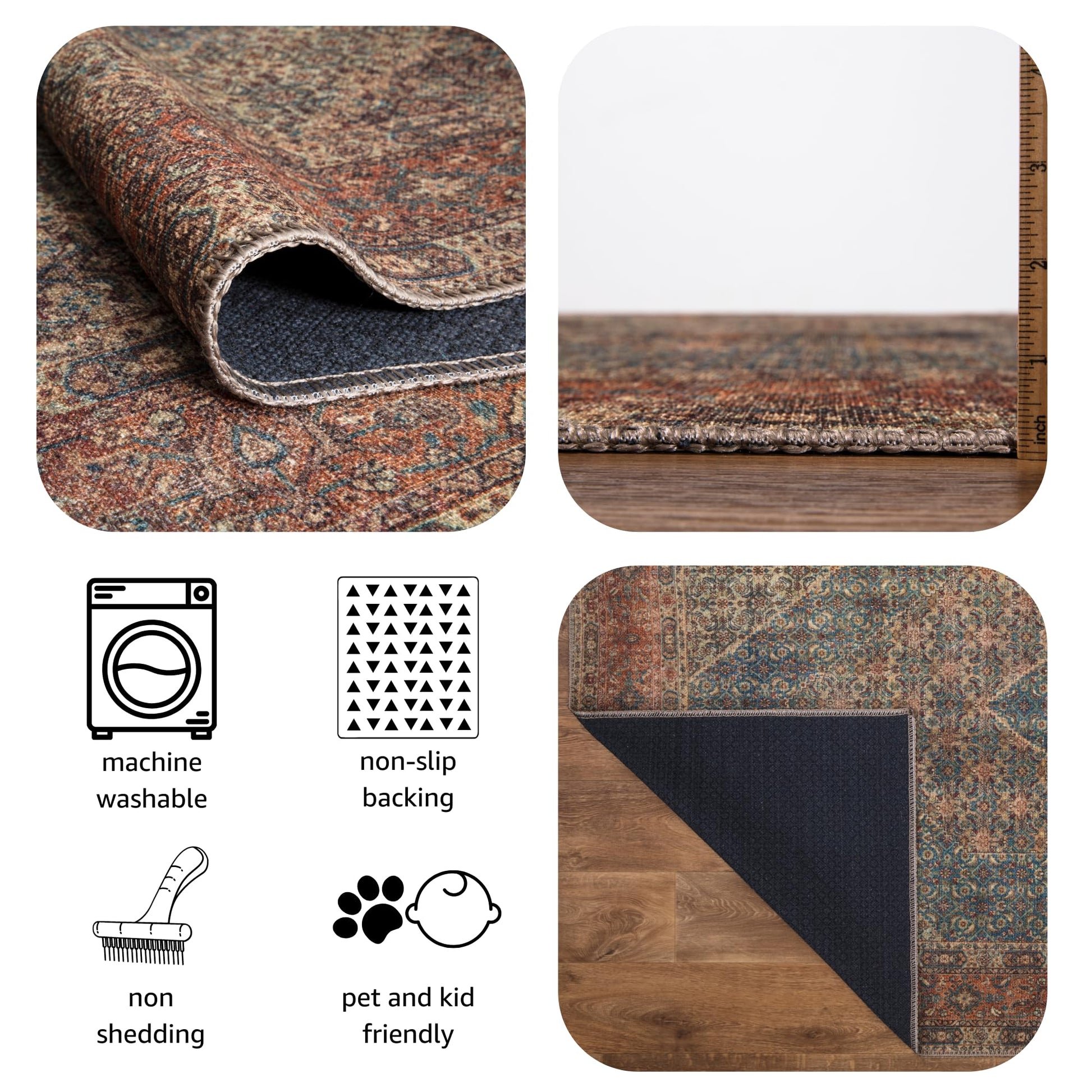 Iron rug Bidjar in a home library with leather chair