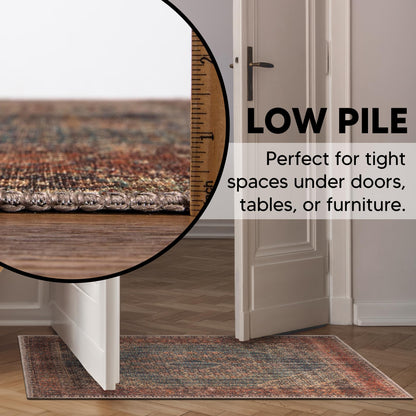 Detail of the central diamond medallion on the teal Bidjar rug