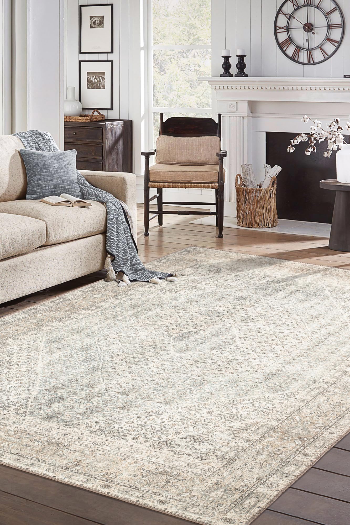 Tiderug Machine Washable Rugs, Dark Beige