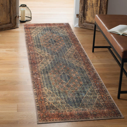 Close-up of the dense Mahi field on the Bidjar Persian rug