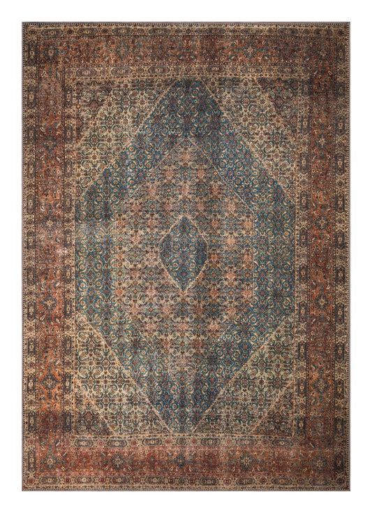 Tiderug Machine Washable Rugs, Blue/Brown