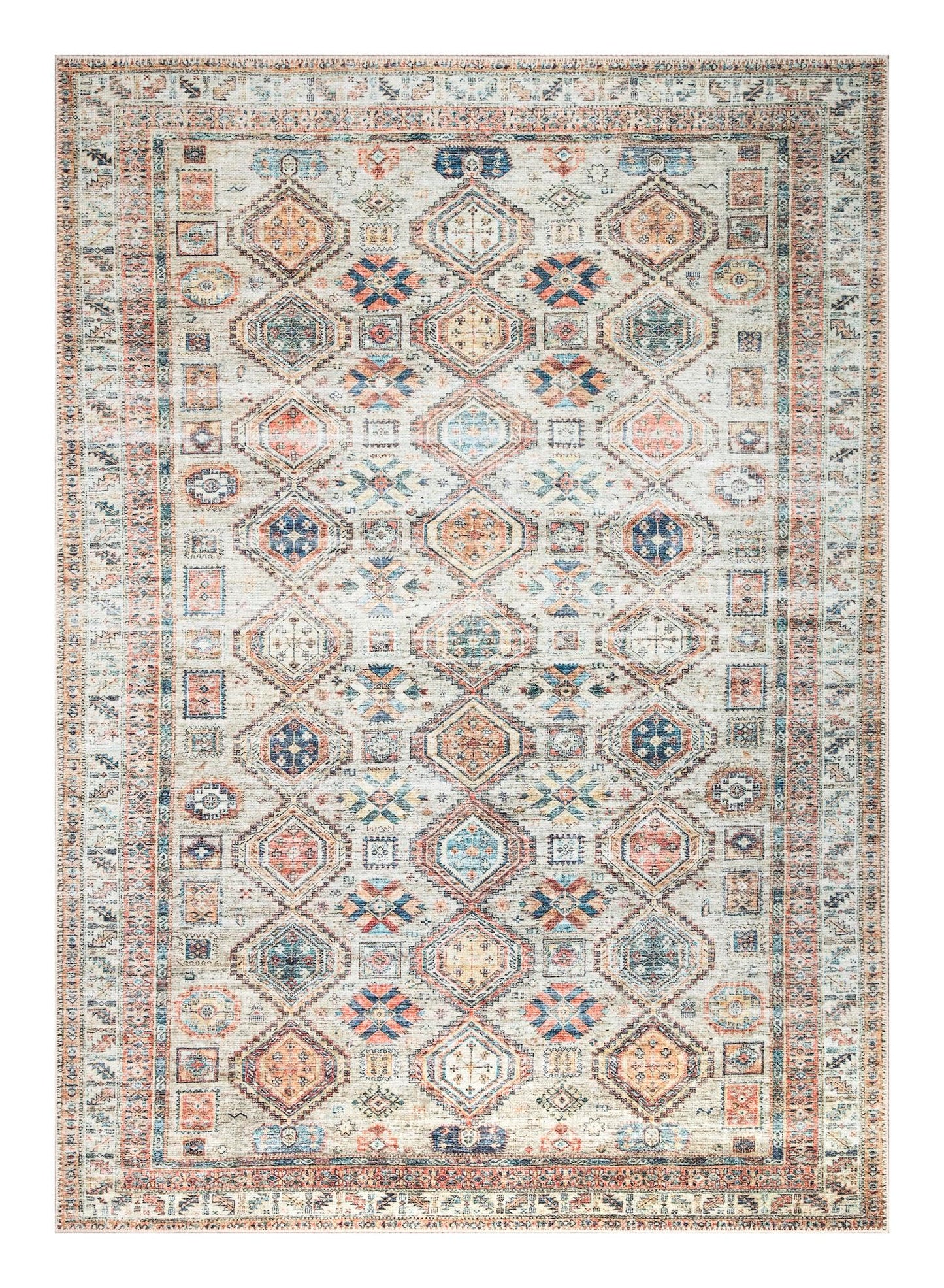 Tiderug Machine Washable Rugs, Beige/Multi