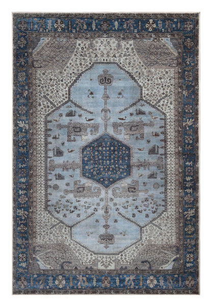 Tiderug Machine Washable Rugs, Blue/Beige