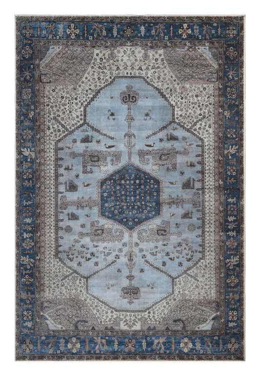 Tiderug Machine Washable Rugs, Blue/Beige