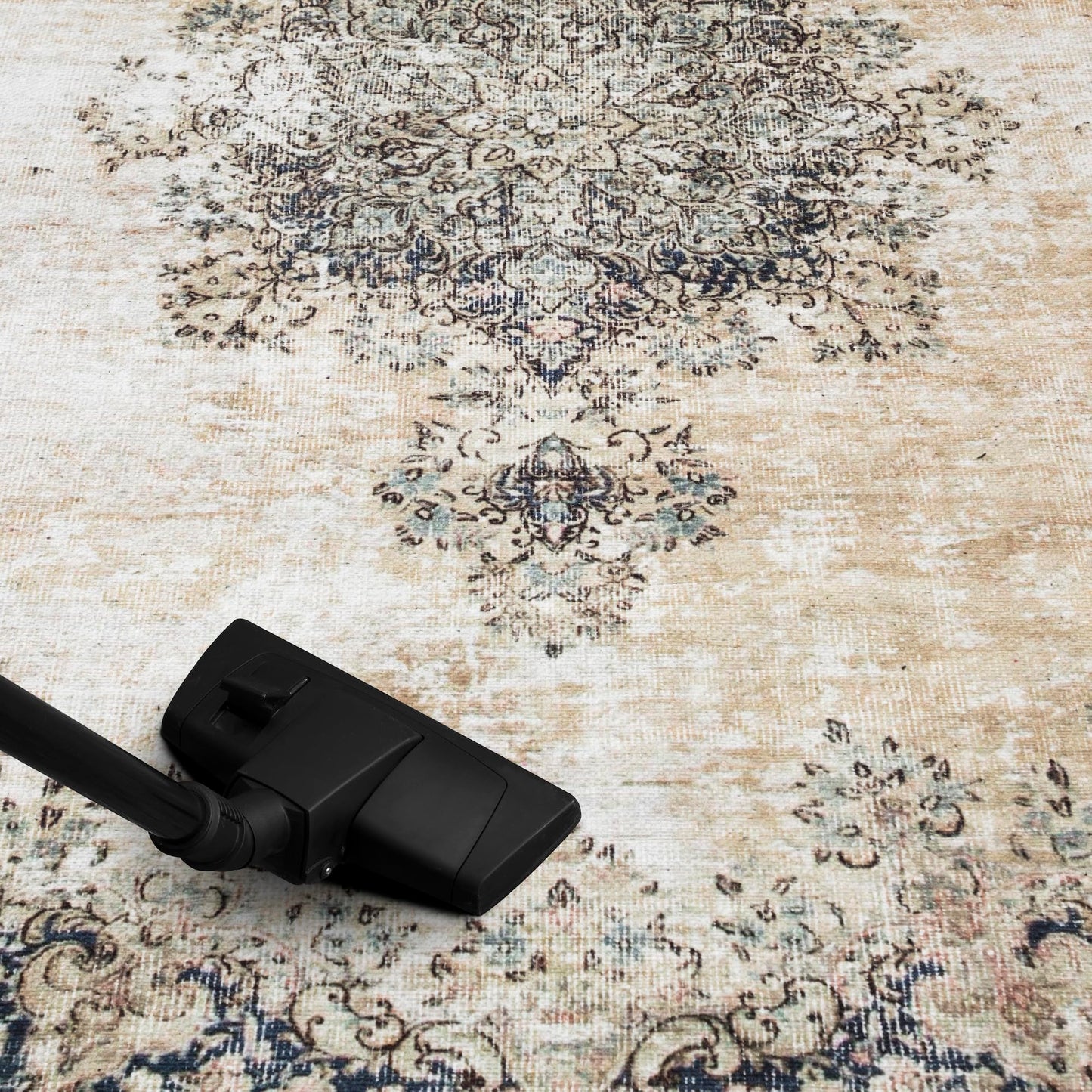 Tiderug Machine Washable Rugs, Beige / Blue