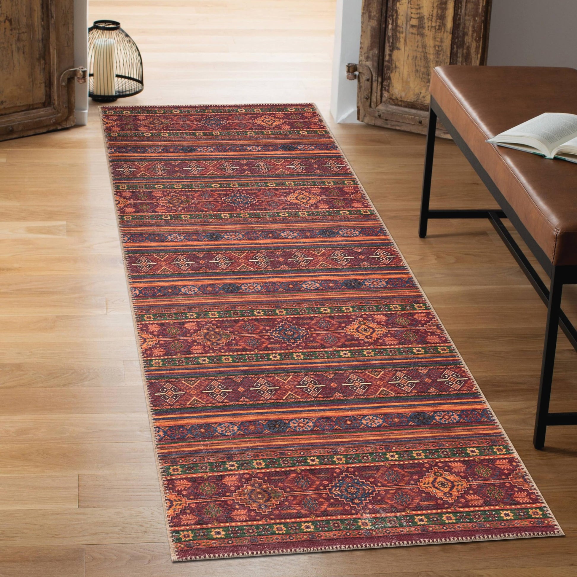 Close-up of the Anatolian kilim banded geometric pattern