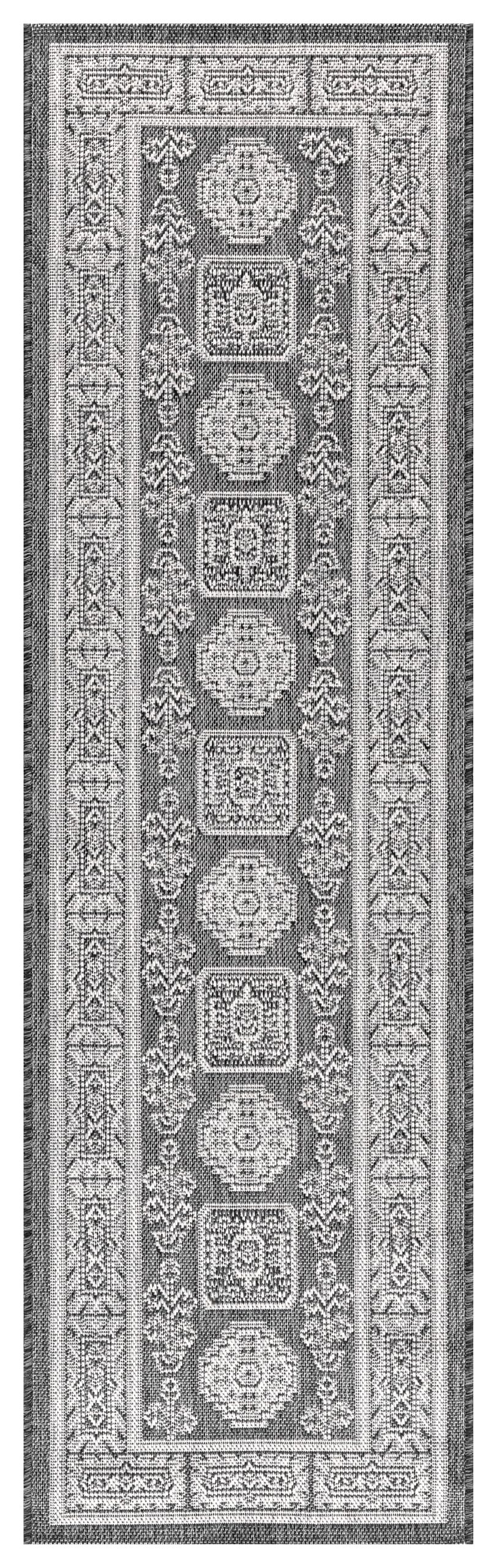 Close-up texture of the octagonal güllü medallions in Black on gray