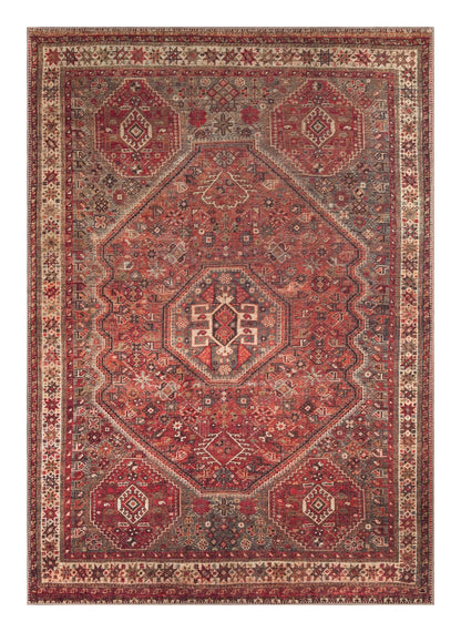 Tiderug Machine Washable Rugs, Red/Brown
