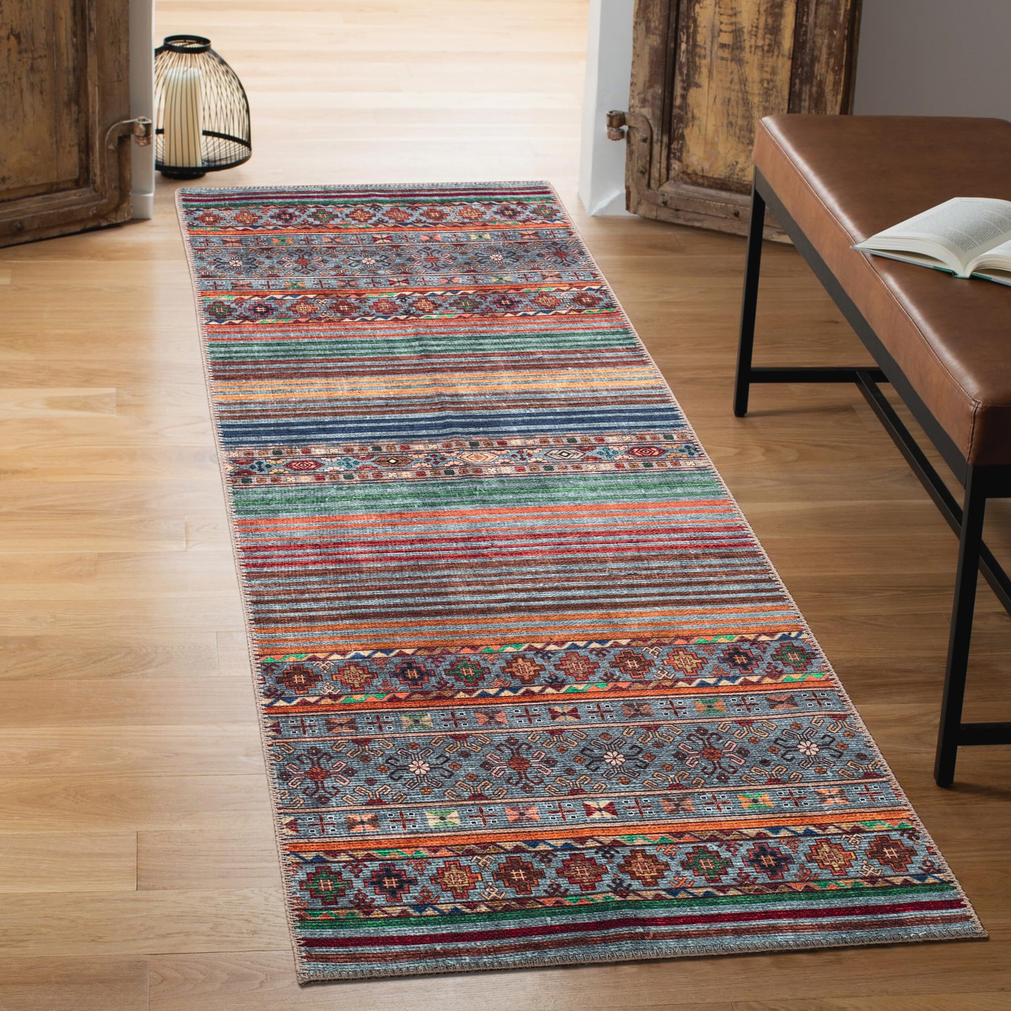 Gray & Multicolor Washable Afghan-Style Area Rug – Keen Home Design