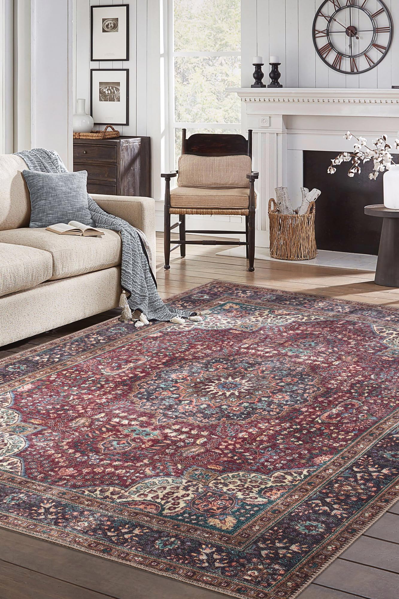 Red & Plum Washable Vintage Tabriz Persian Rug – Keen Home Design