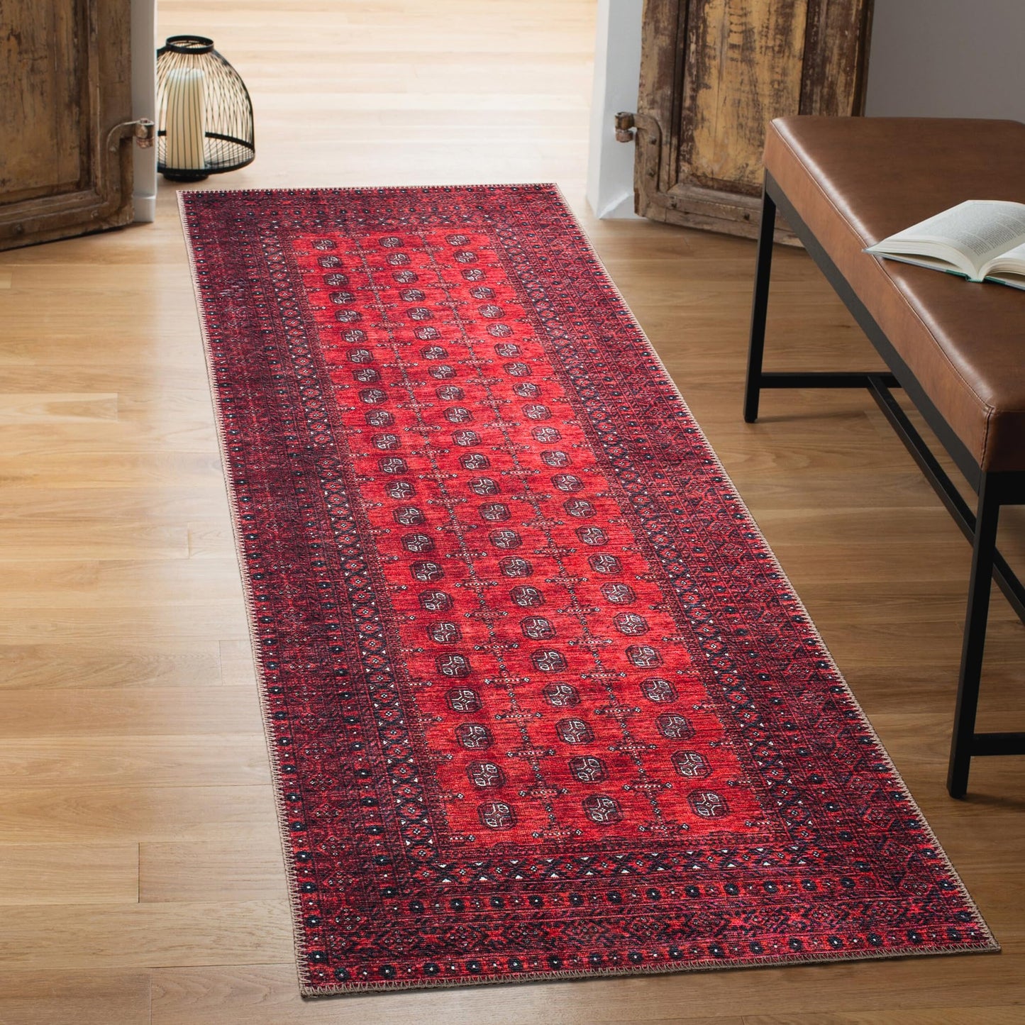 Tiderug Machine Washable Rugs, Red/Burgundy