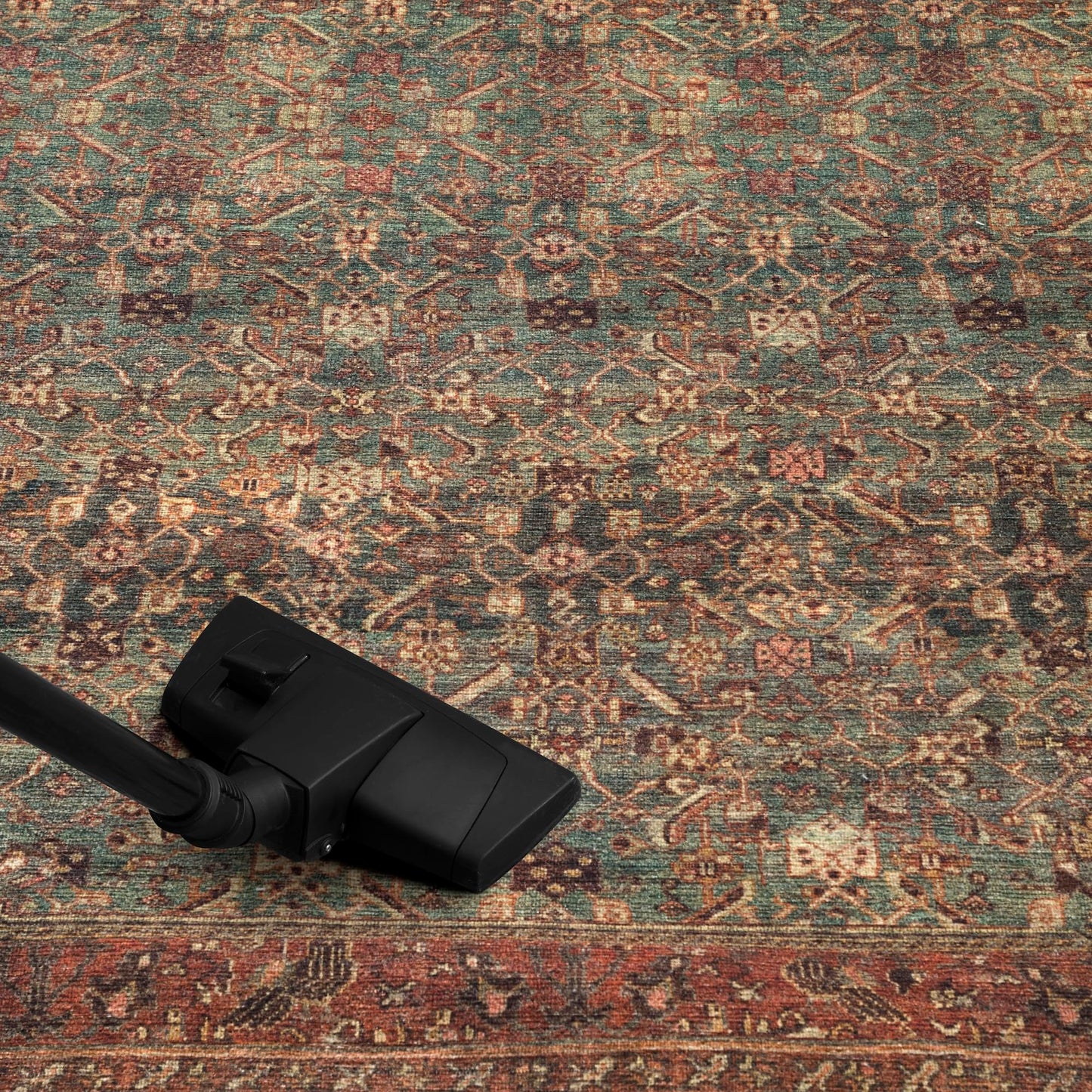 Tiderug Machine Washable Rugs, Green / Brown